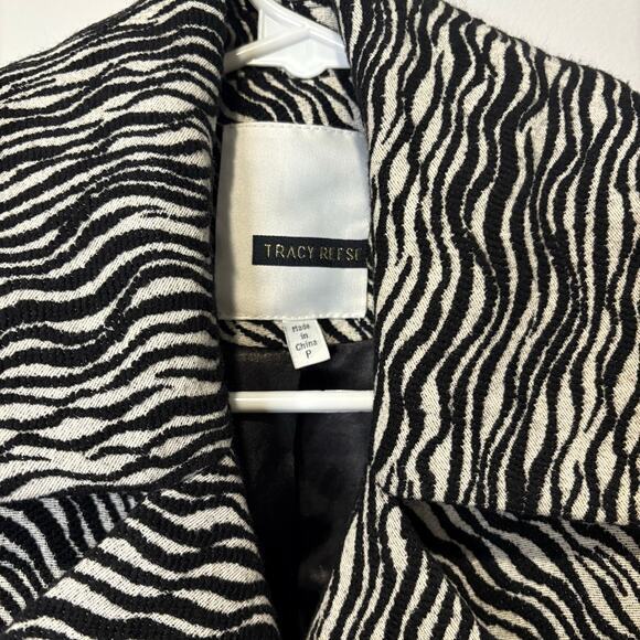 Tracy Reese Women's Blazer Animal Print Zebra Black & White Petite EUC - Picture 2 of 7